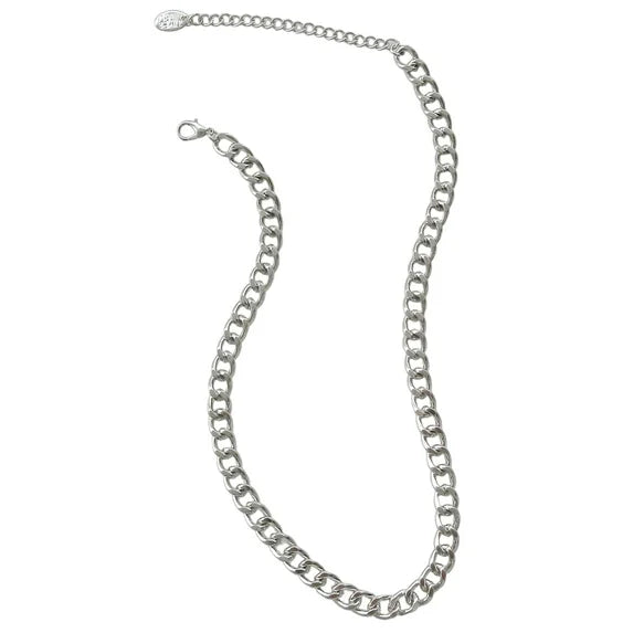 Time and Tru Women's Women's Silver Chunky Curb Chain Necklace – 17"