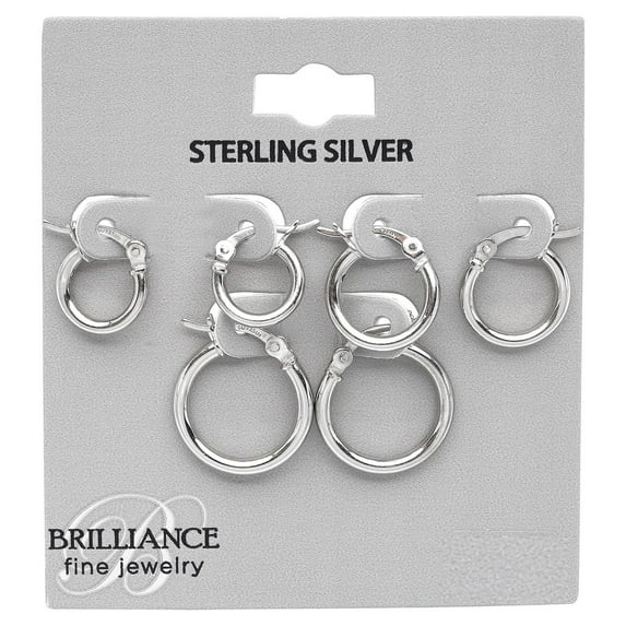 Brilliance Trio Hoop Earrings in Sterling Silver – 3-Pair