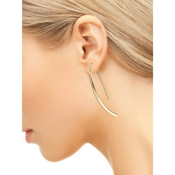 Time and Tru Women’s Gold Tone Oblong Threader Earrings