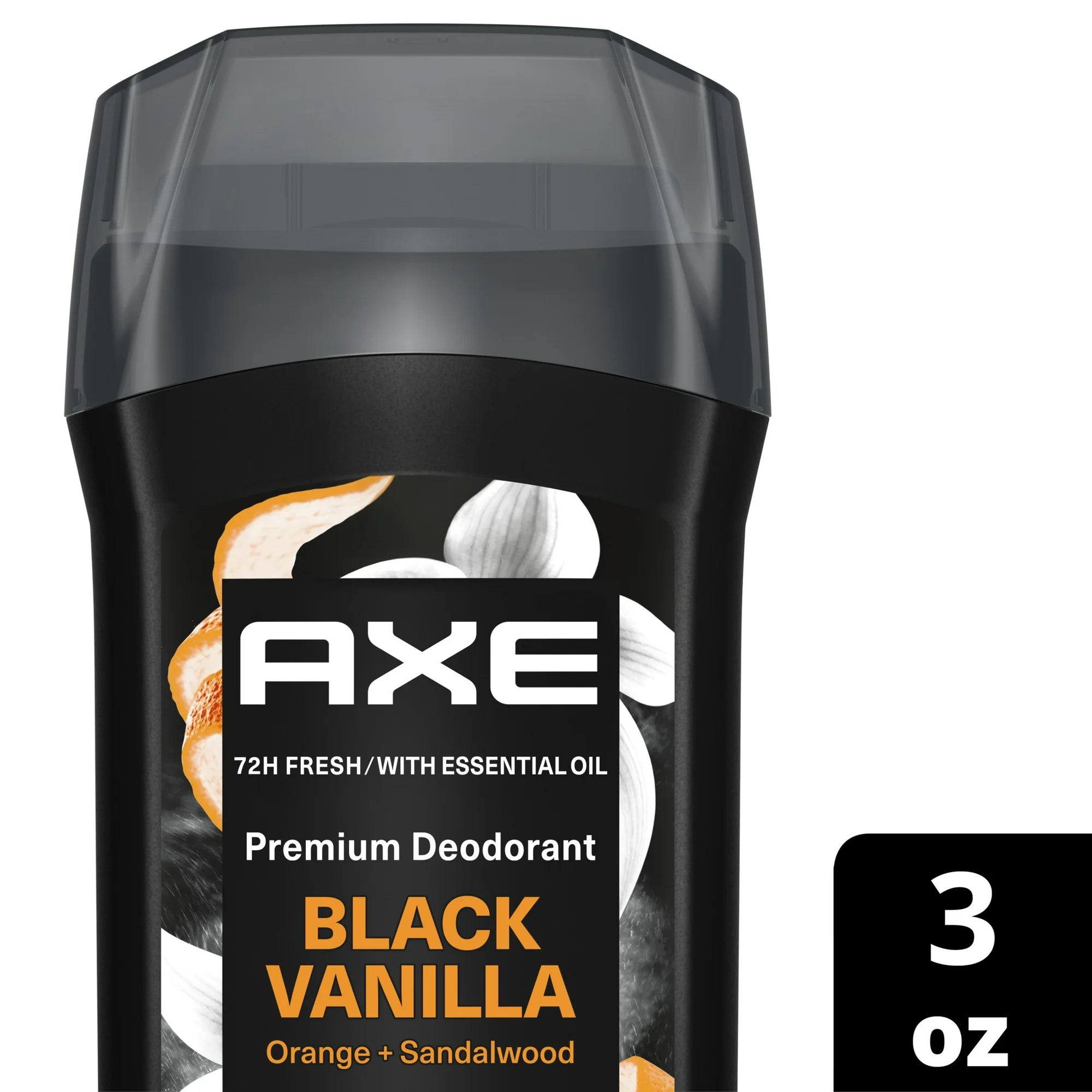 Axe Fine Fragrance Men's Deodorant Stick Black Vanilla with Orange + Sandalwood Aluminum Free, 3 oz