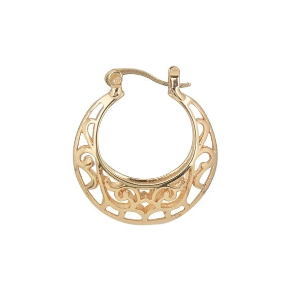 Time and Tru Women’s Gold Tone Filigree Hoop Earrings