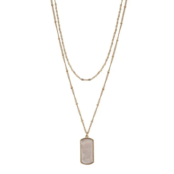 Time and Tru Women’s Gold Tone Layered Shell Pendant Necklace