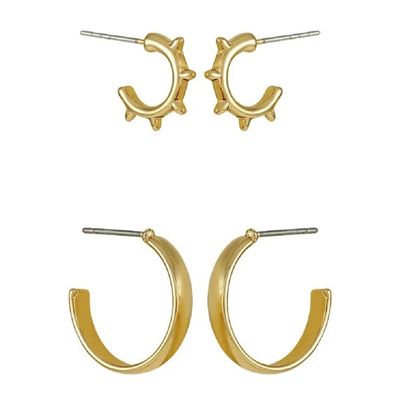 Time and Tru Women's Gold Tone Dainty Metal Hoop Earrings – 6 Pairs