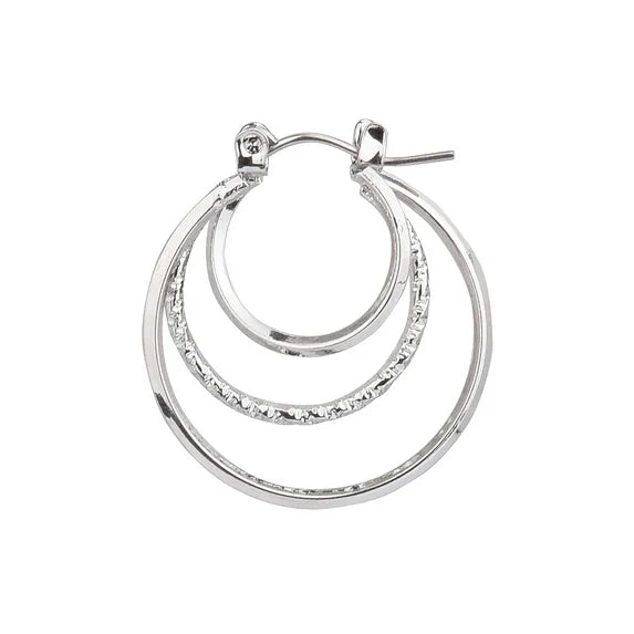 Time and Tru Women's Silver Tone Twist Hoop Earrings