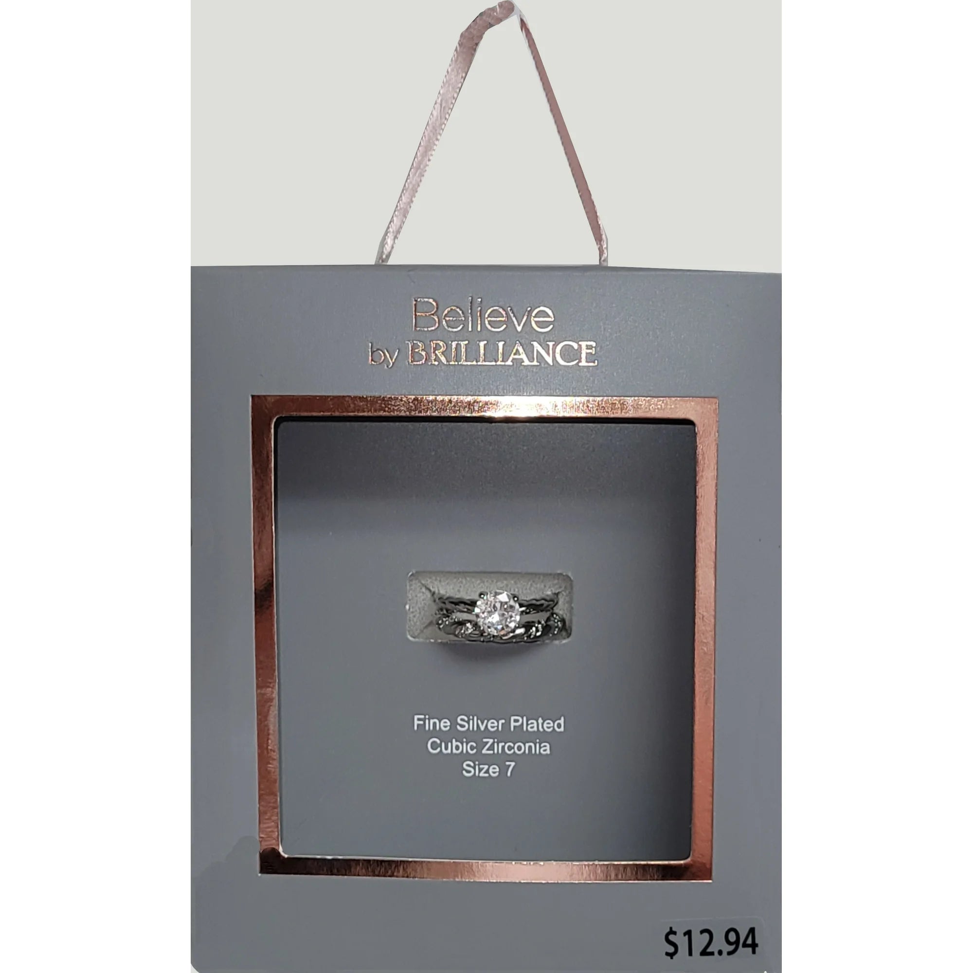 Believe in Brilliance Silver-Plated Bridal Ring Set – AAA CZ, Size 7