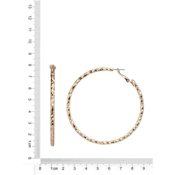 Time and Tru Women’s Gold Tone Textured Hoop Earrings