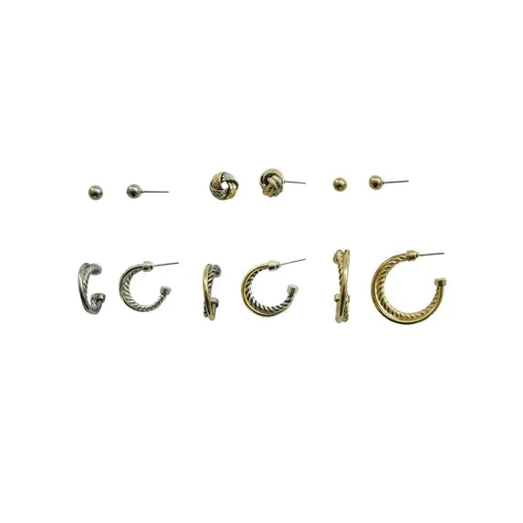 Time and Tru Women’s 6-Pair Two-Tone CZ Earring Set