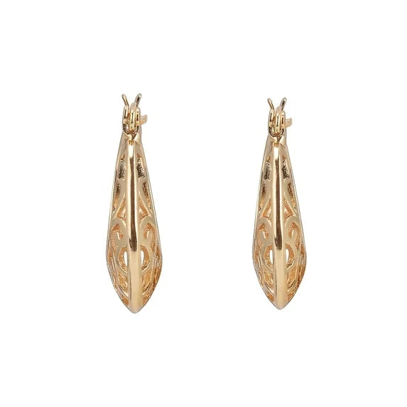Time and Tru Women’s Gold Tone Filigree Hoop Earrings