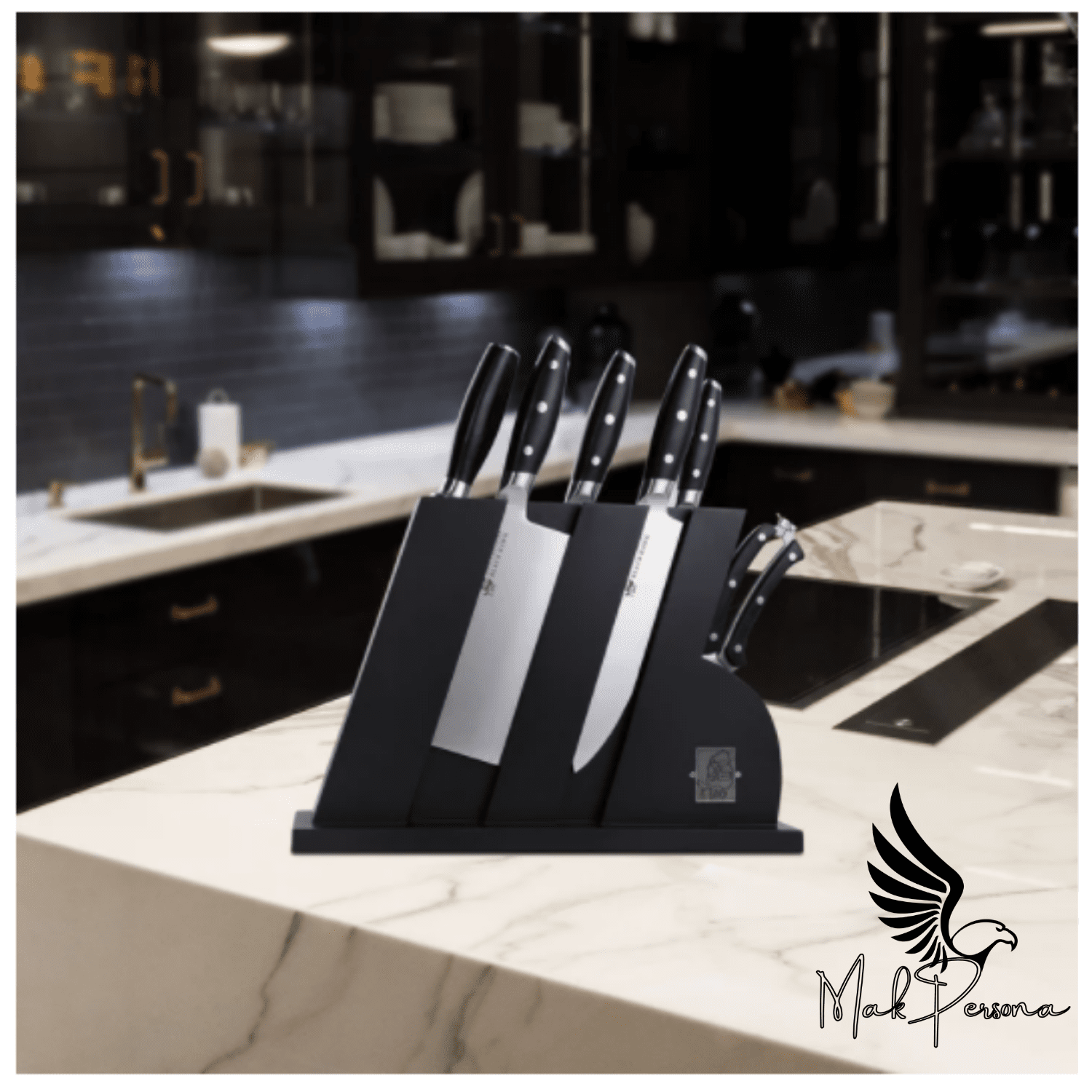 8 Pcs Kitchen Knife Set with Wooden Block Mak Persona