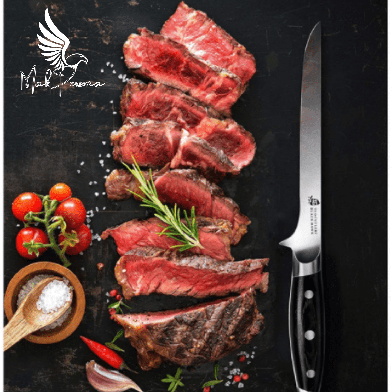 Fillet 7" Fillet Flexible Boning Kitchen Knives BLACK HAWK Mak Persona