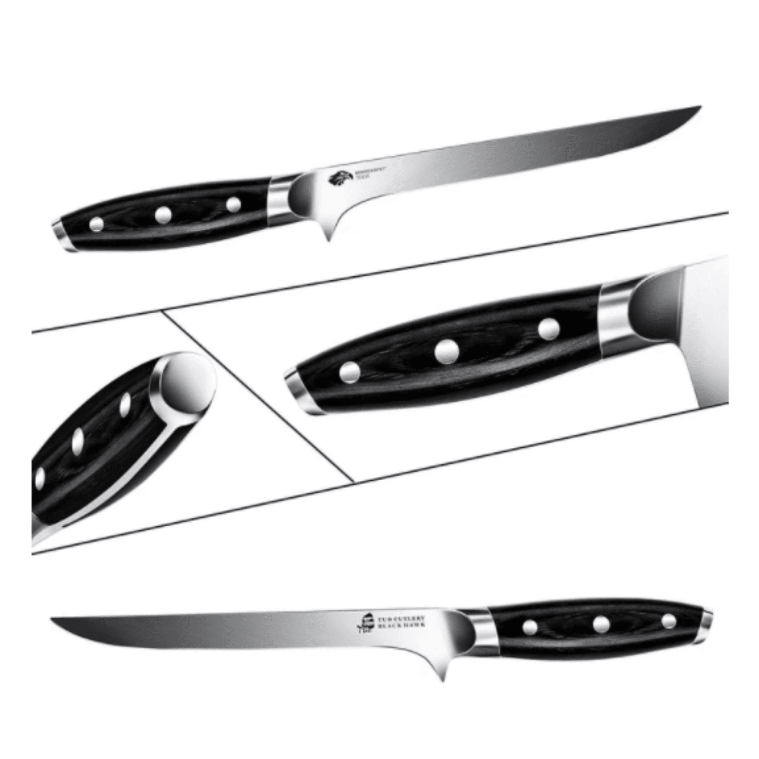 Fillet 7" Fillet Flexible Boning Kitchen Knives BLACK HAWK Mak Persona