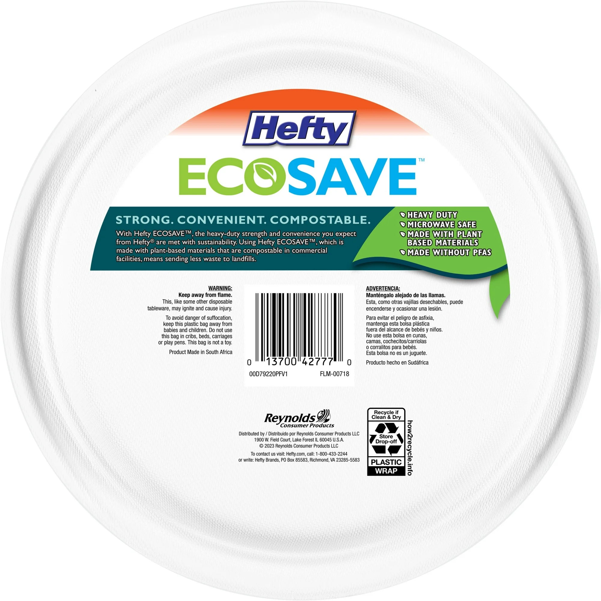 Hefty ECOSAVE Compostable Paper Plates