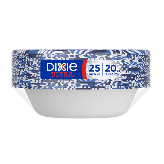 Dixie Ultra Compostable Paper Bowls, 20 Ounce, 25 Count, Multicolor, Disposable Bowls