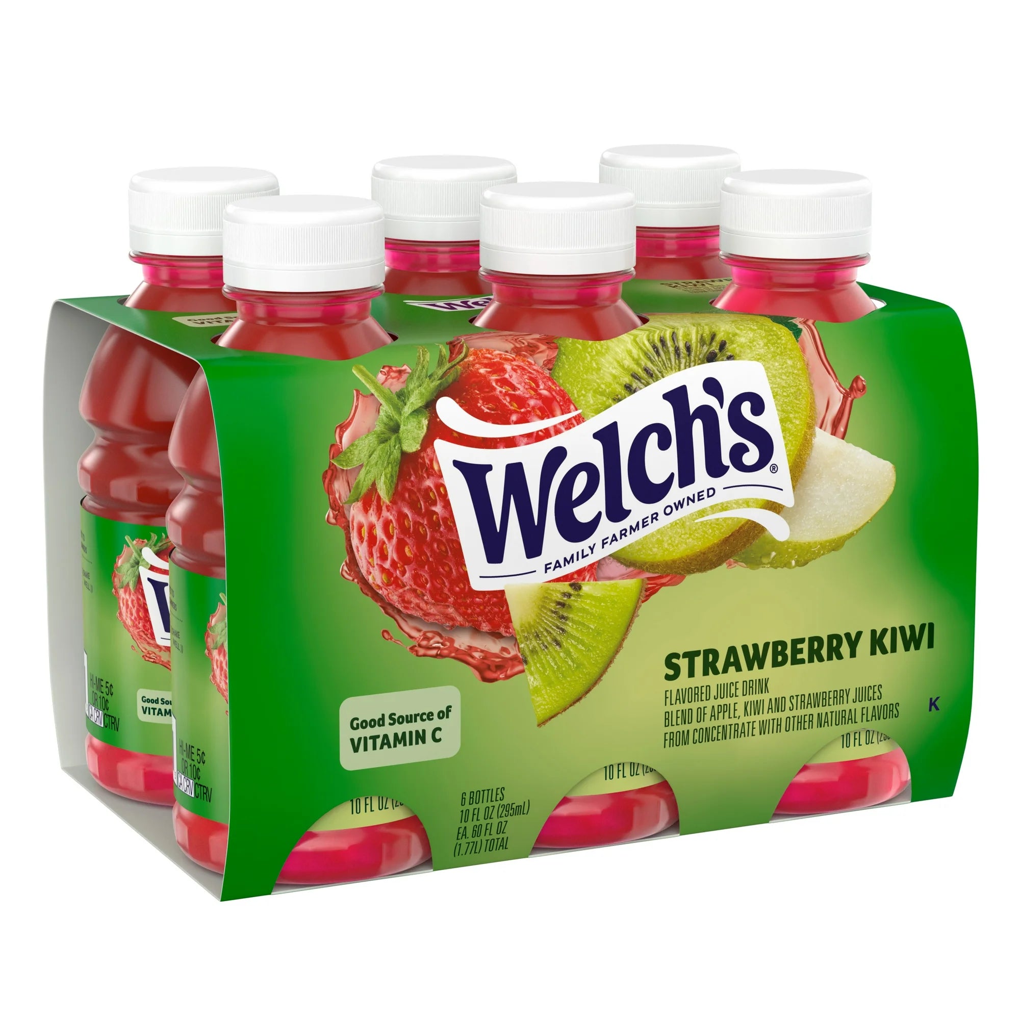 Welch's Strawberry Kiwi Juice Drink, 10 fl oz On-the-Go Bottle (Pack of 6)