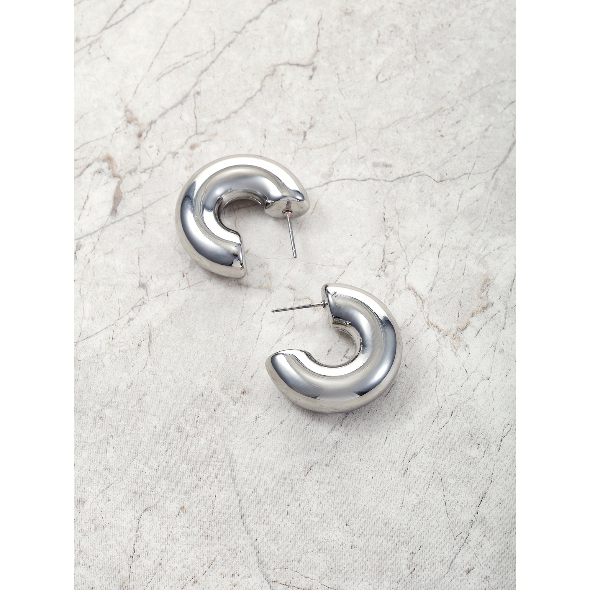 Time and Tru Silvertone Bubble Hoop Earrings - (1 Pair)