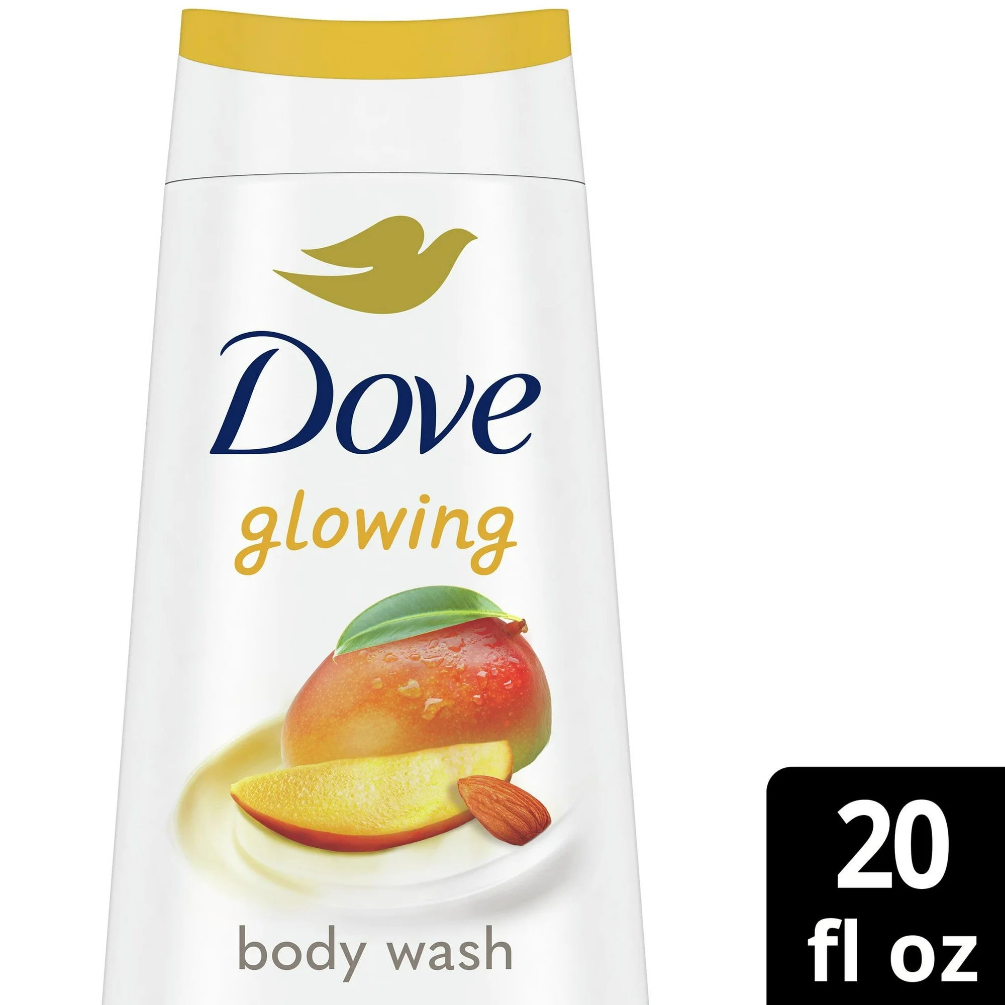 Dove Glowing Long Lasting Gentle Women's Body Wash All Skin Type, Mango and Almond Butter, 20 fl oz