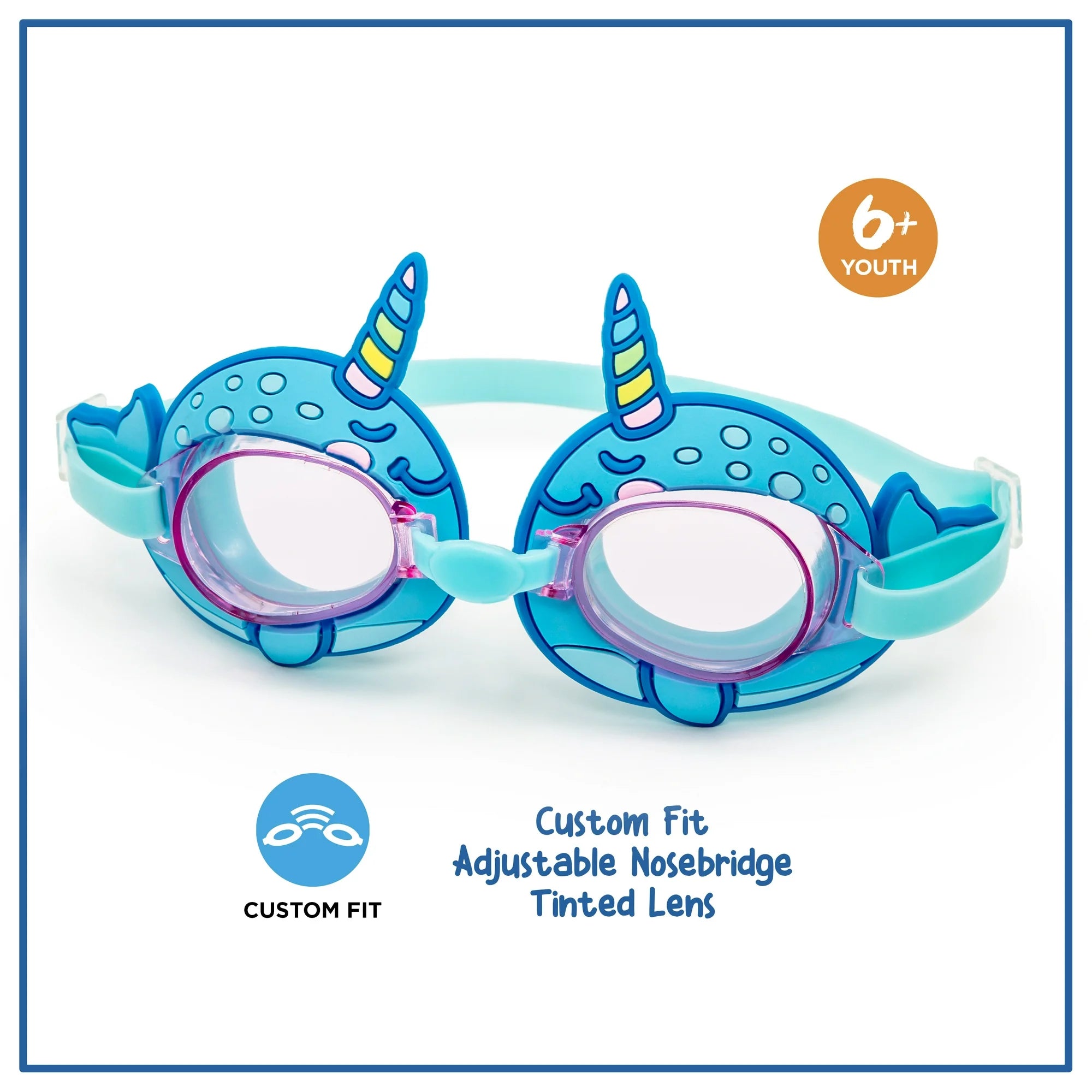 Eye Pop Blue Narwhal Swim Goggle for Children, Unisex