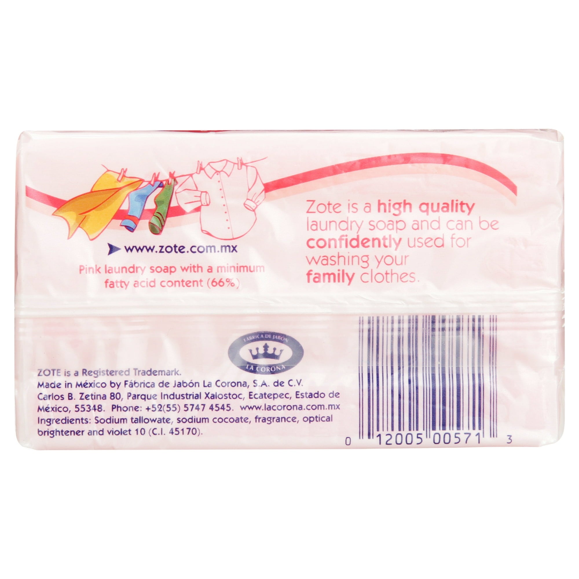 ZOTE Laundry Bar Soap Pink ,14.1 oz