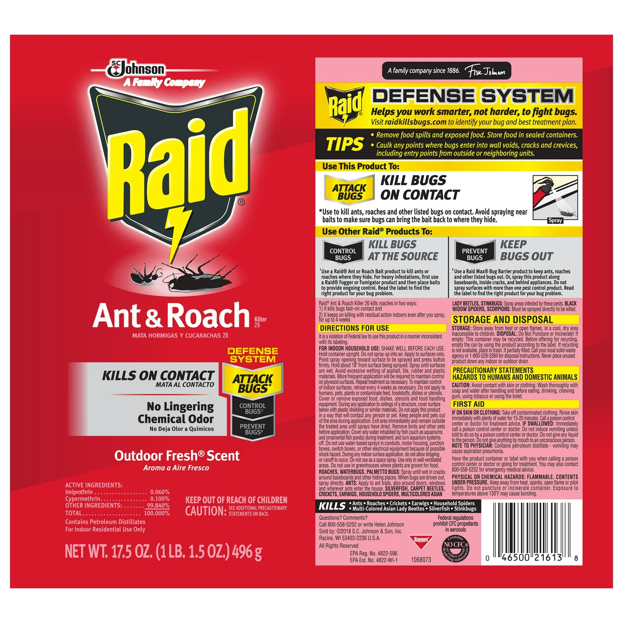 Raid Insect Killer, Fresh Scent , 17.5 oz