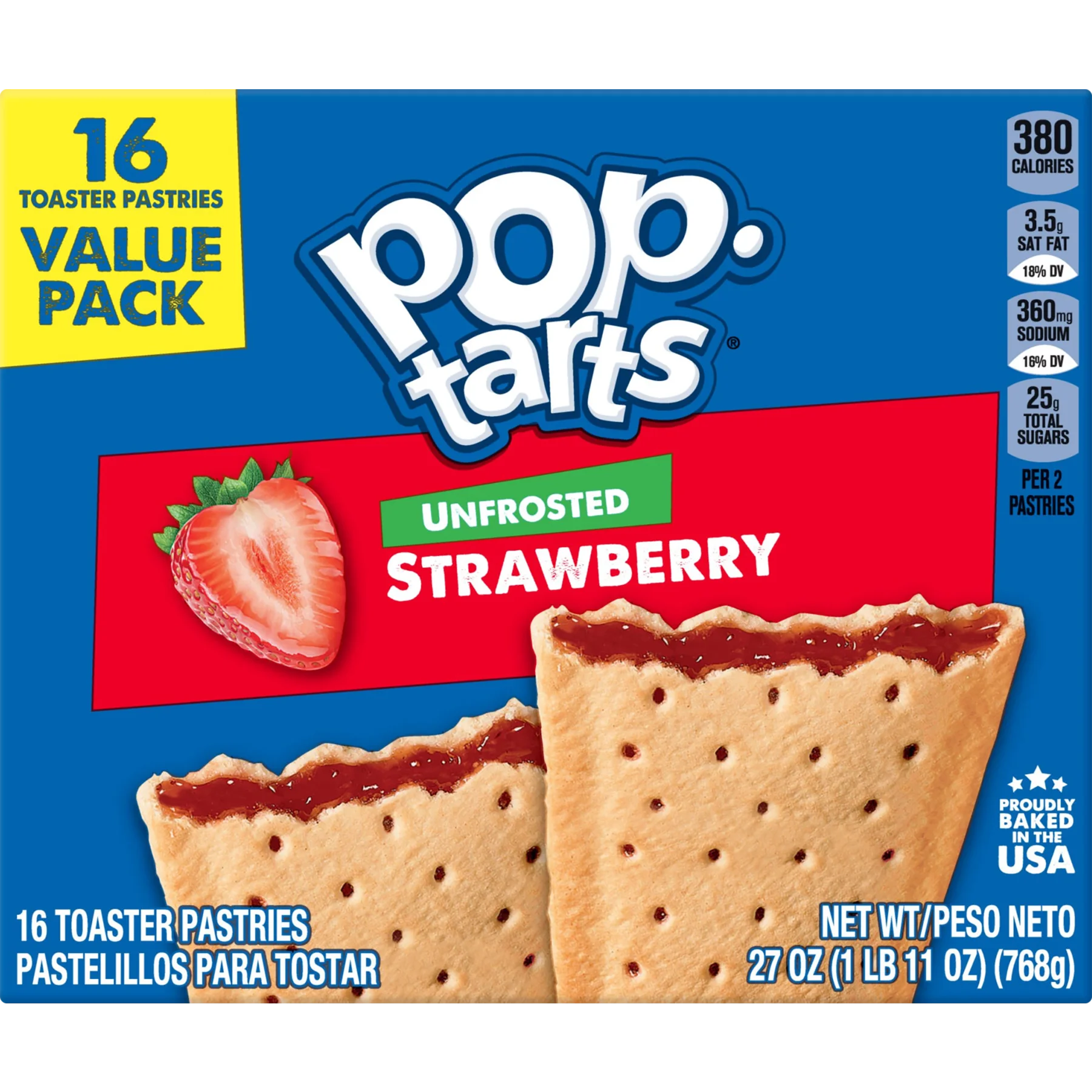 Pop-Tarts Unfrosted Strawberry Toaster Pastries