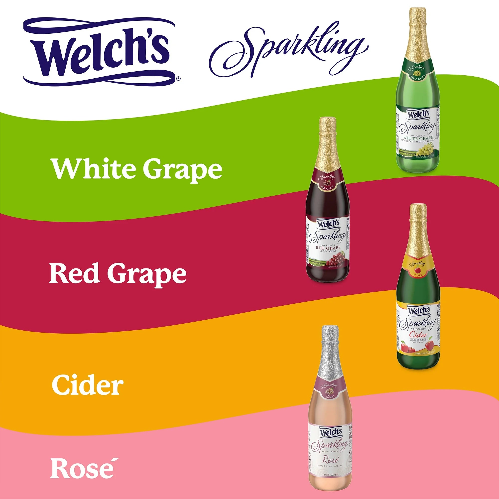 Welch's Non-Alcoholic Sparkling Juice Cocktail, White Grape, 25.4 fl oz Glass Bottle