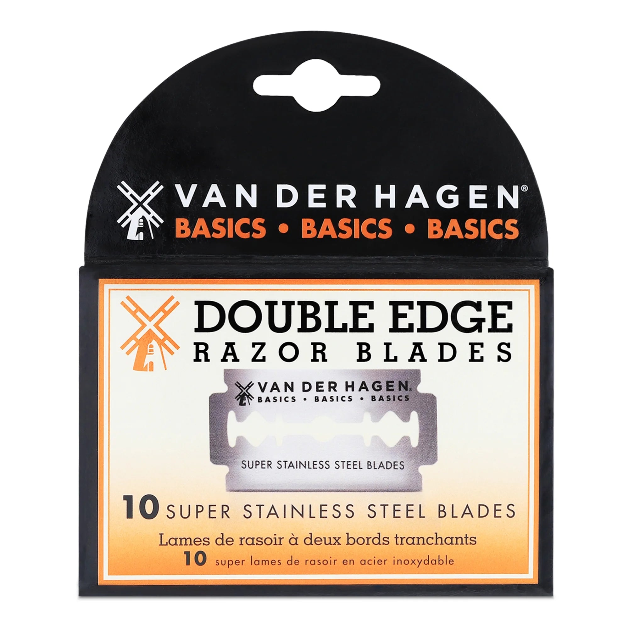 Van Der Hagen Basics Double Edge Razor Blades, Stainless Steel, Men, 10 Count