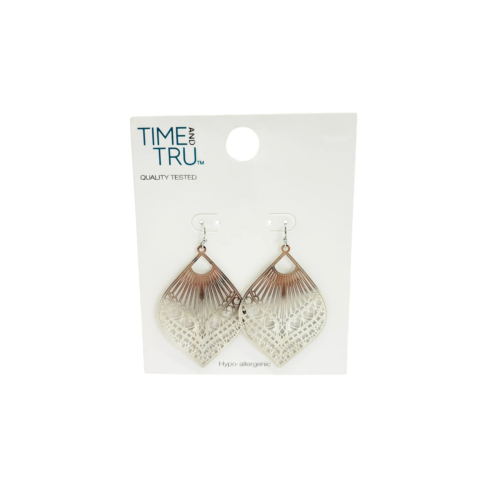 Time and Tru Women's Silver Tone Filigree Drop Earrings 