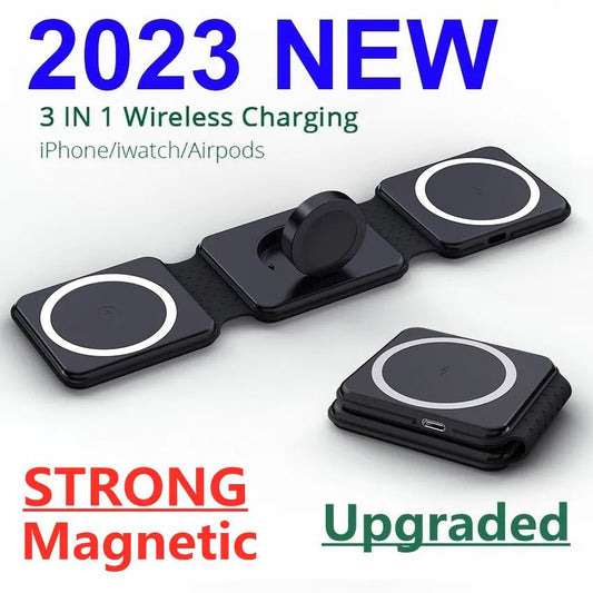 30W 3-in-1 Magnetic Wireless Charger Pad Macsafe for iPhone 14 13 12 Pro Max, Apple Watch 8 7, AirPods | Fast Charging Dock - MAK PERSONA ™