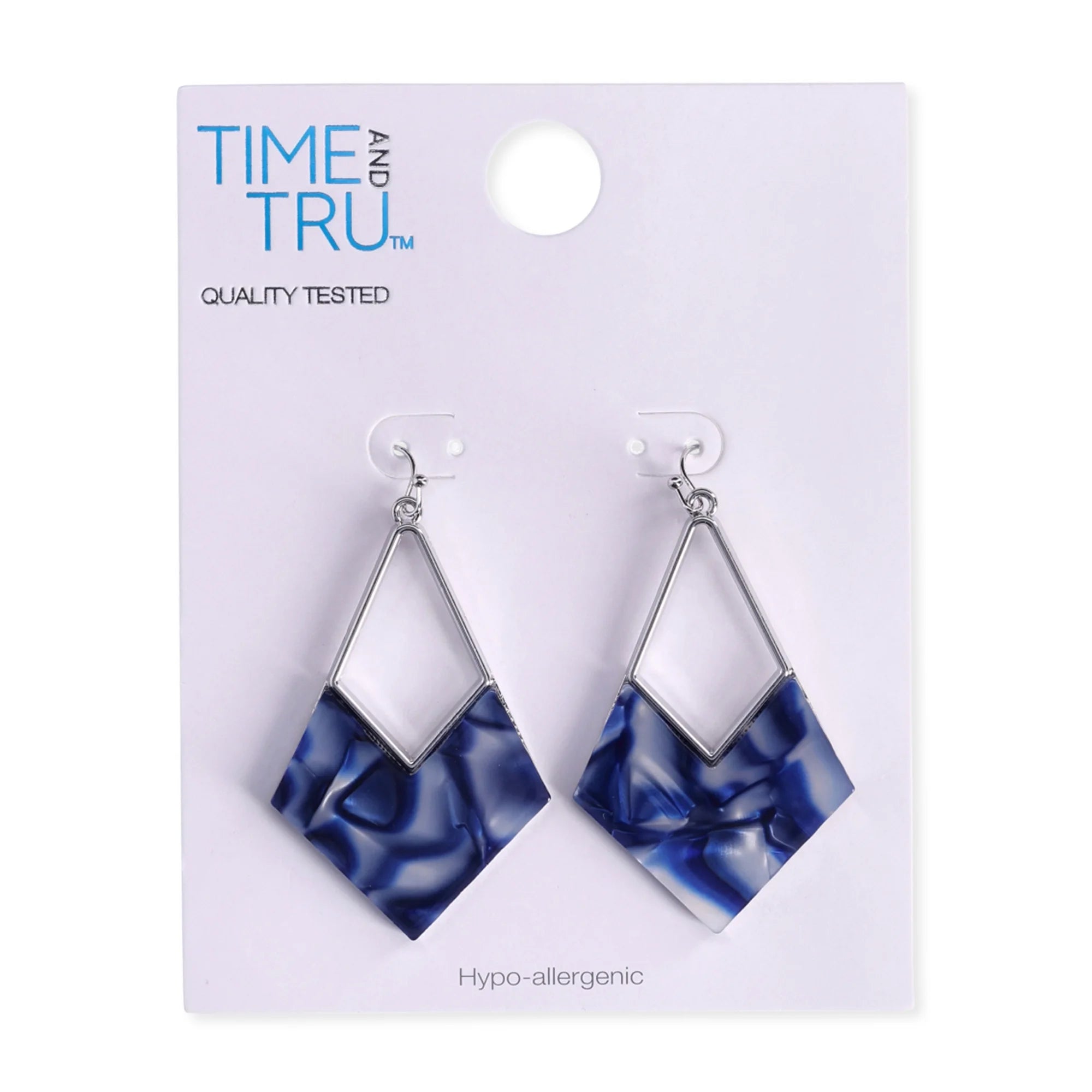 Time and Tru Women’s Geometric Navy Drop Earrings