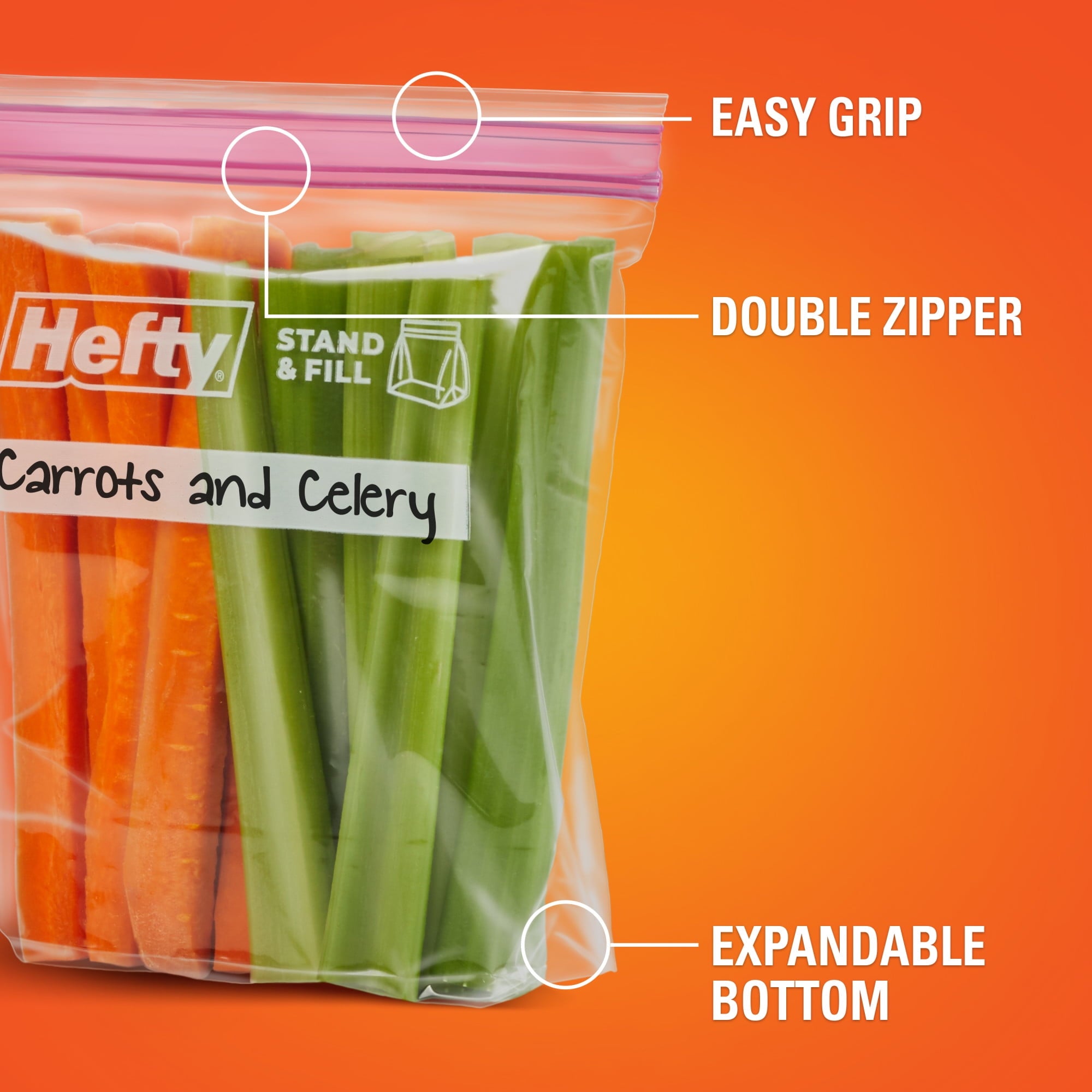 Hefty Press 'n Close Quart-Sized Food Storage Bags 