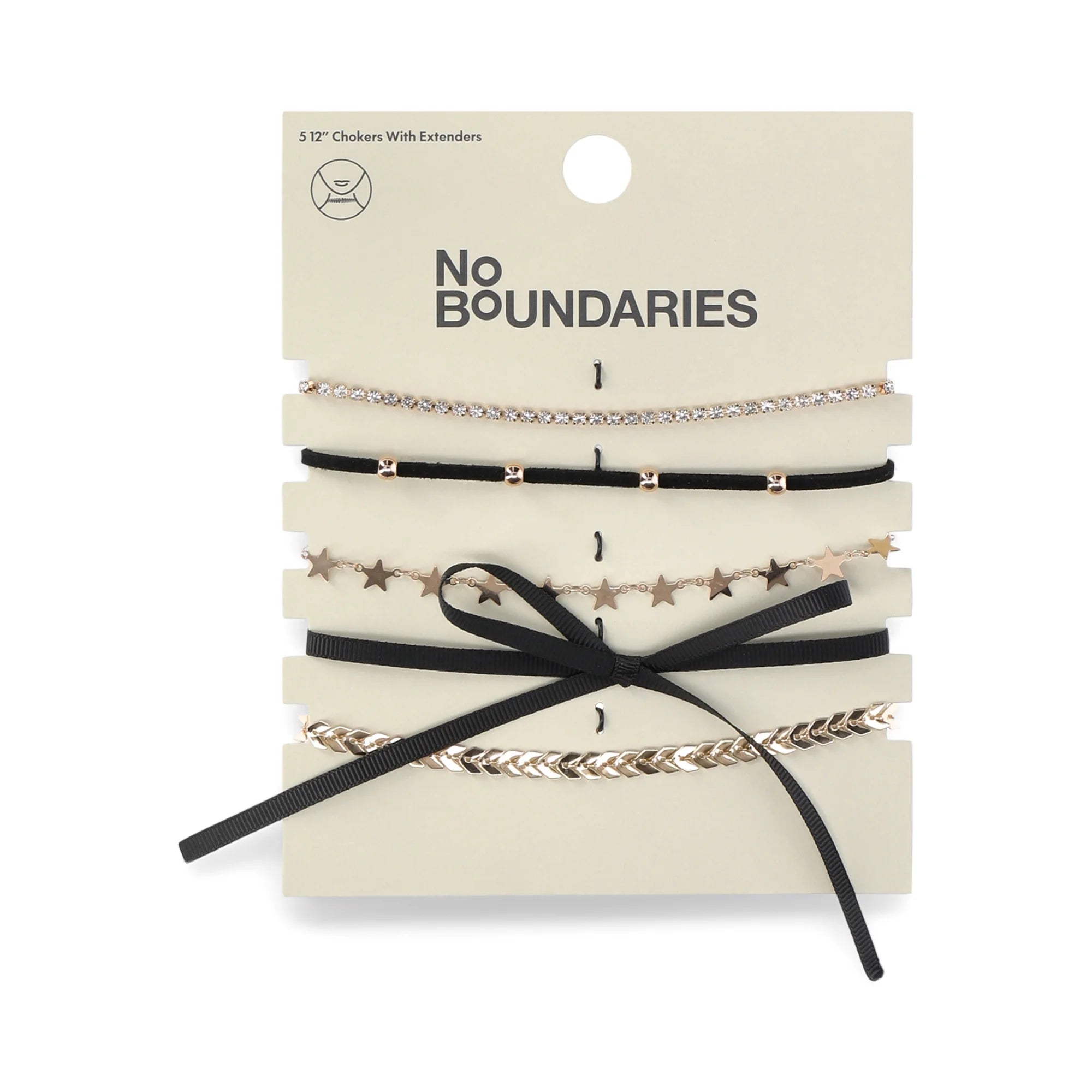 No Boundaries Black Bow & Star Gold Choker Set – 5-Piece
