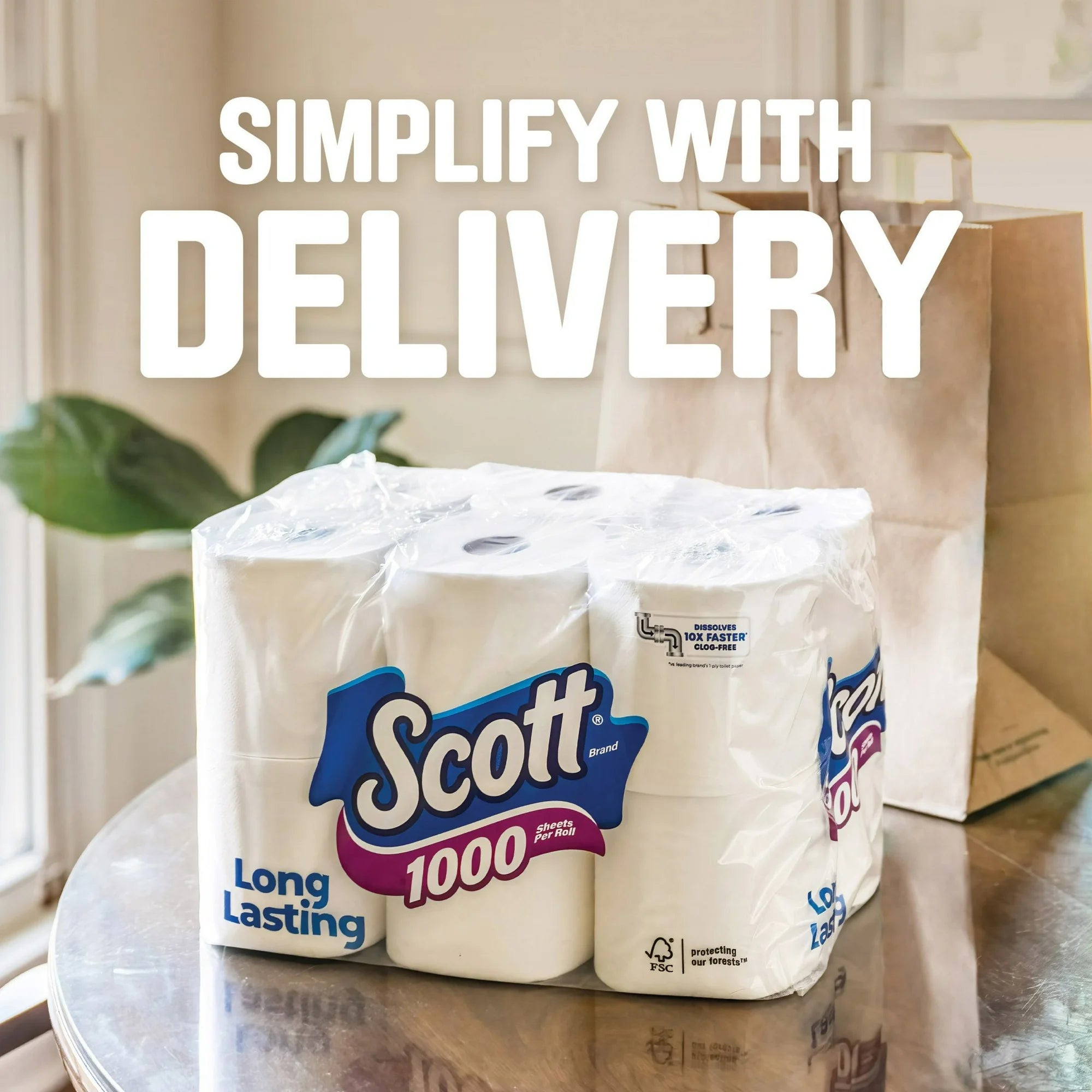 Scott 1000 Toilet Paper, 4 Rolls, 1,000 Sheets per Roll