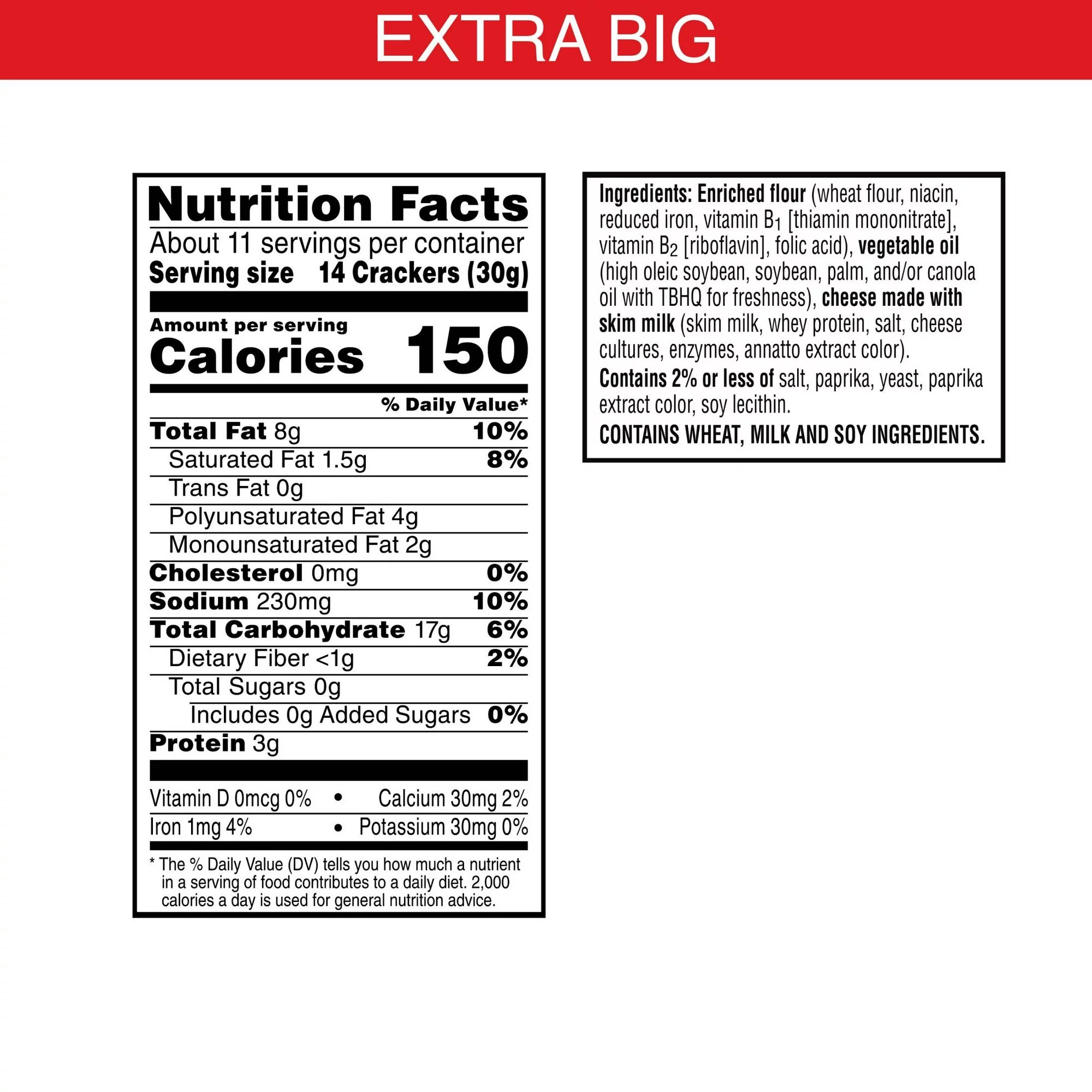 Cheez-It Extra Big Cheese Snack Crackers, 11.7 oz