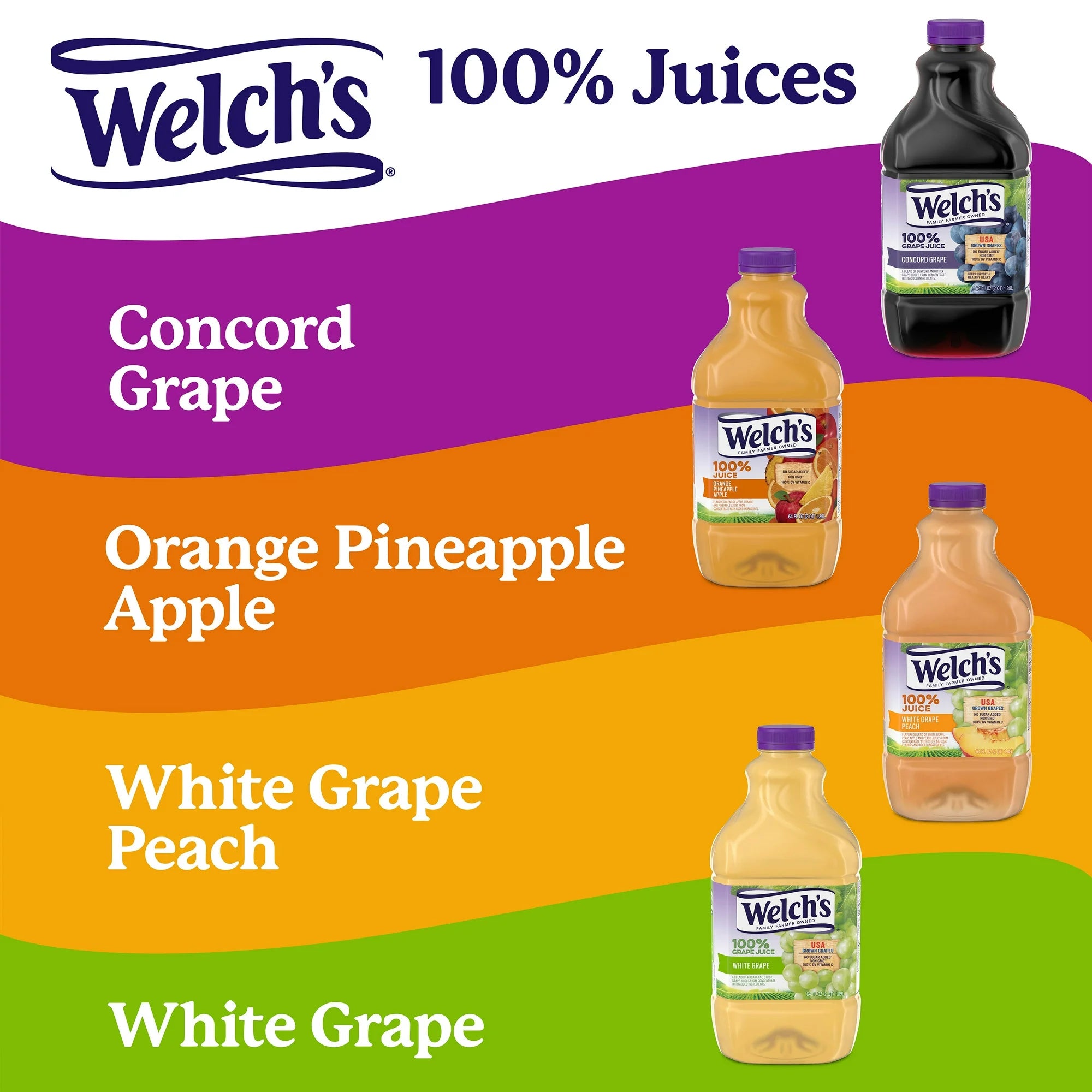 Welch's 100% Grape Juice, Concord Grape, 10 fl oz On-the-Go Bottle (Pack of 6)