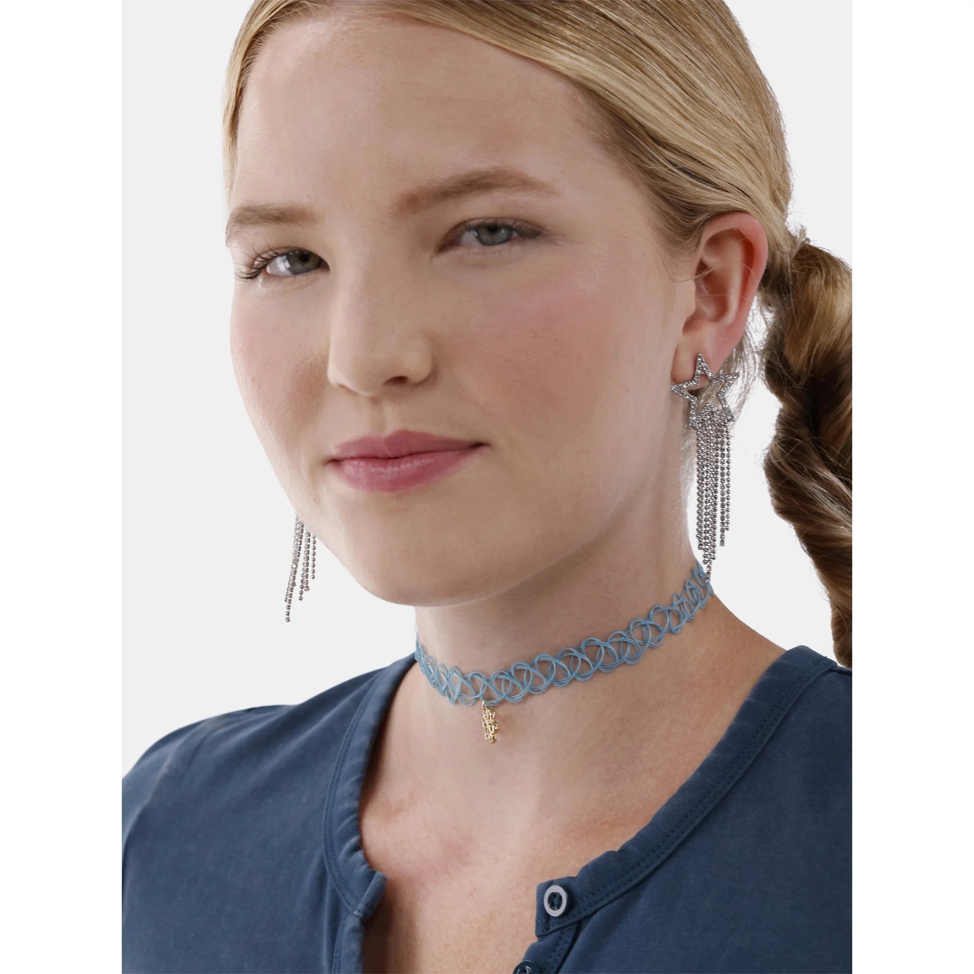 No Boundaries Women’s Silver-Tone Star Fringe Earrings