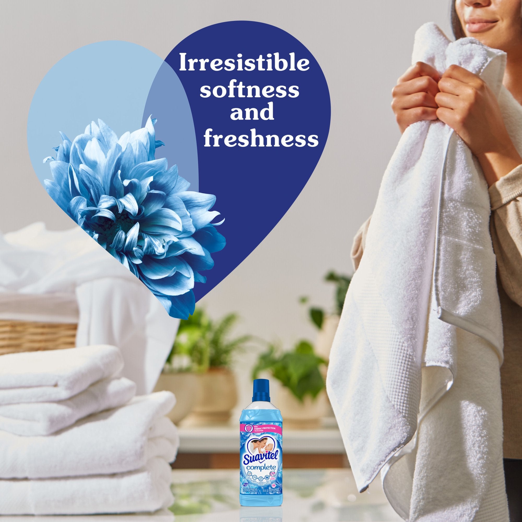 Suavitel Complete Liquid Fabric Conditioner, Laundry Fabric Softener with Fabric Protection Technology, Field Flowers, 25 oz, Enough Liquid For 25 Small Loads