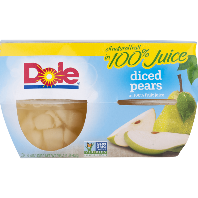 Dole Diced Pears Fruit Bowl - 4 oz