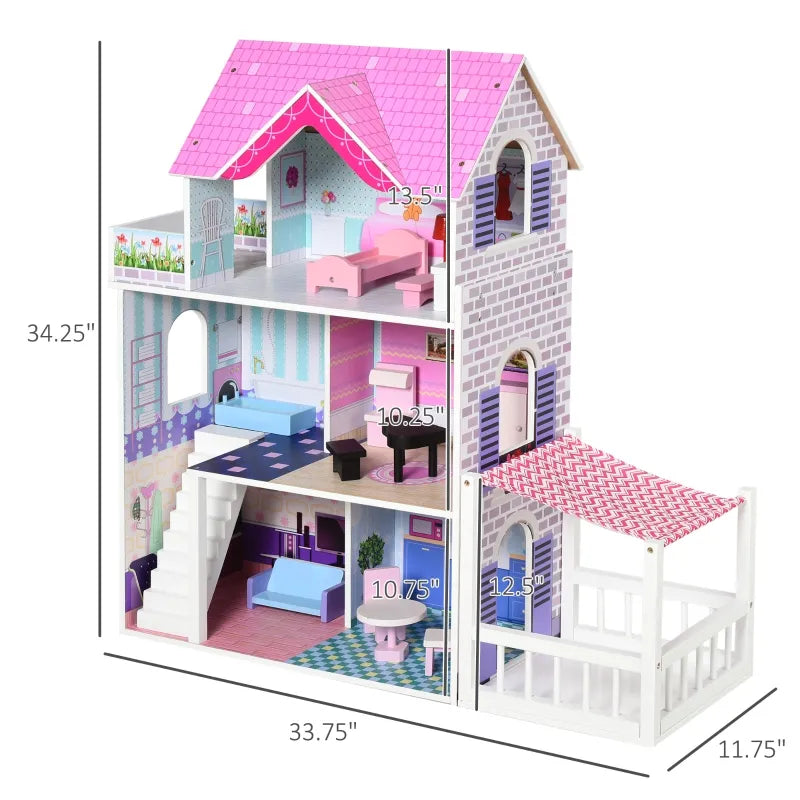 Kids Wooden Dollhouse Playset