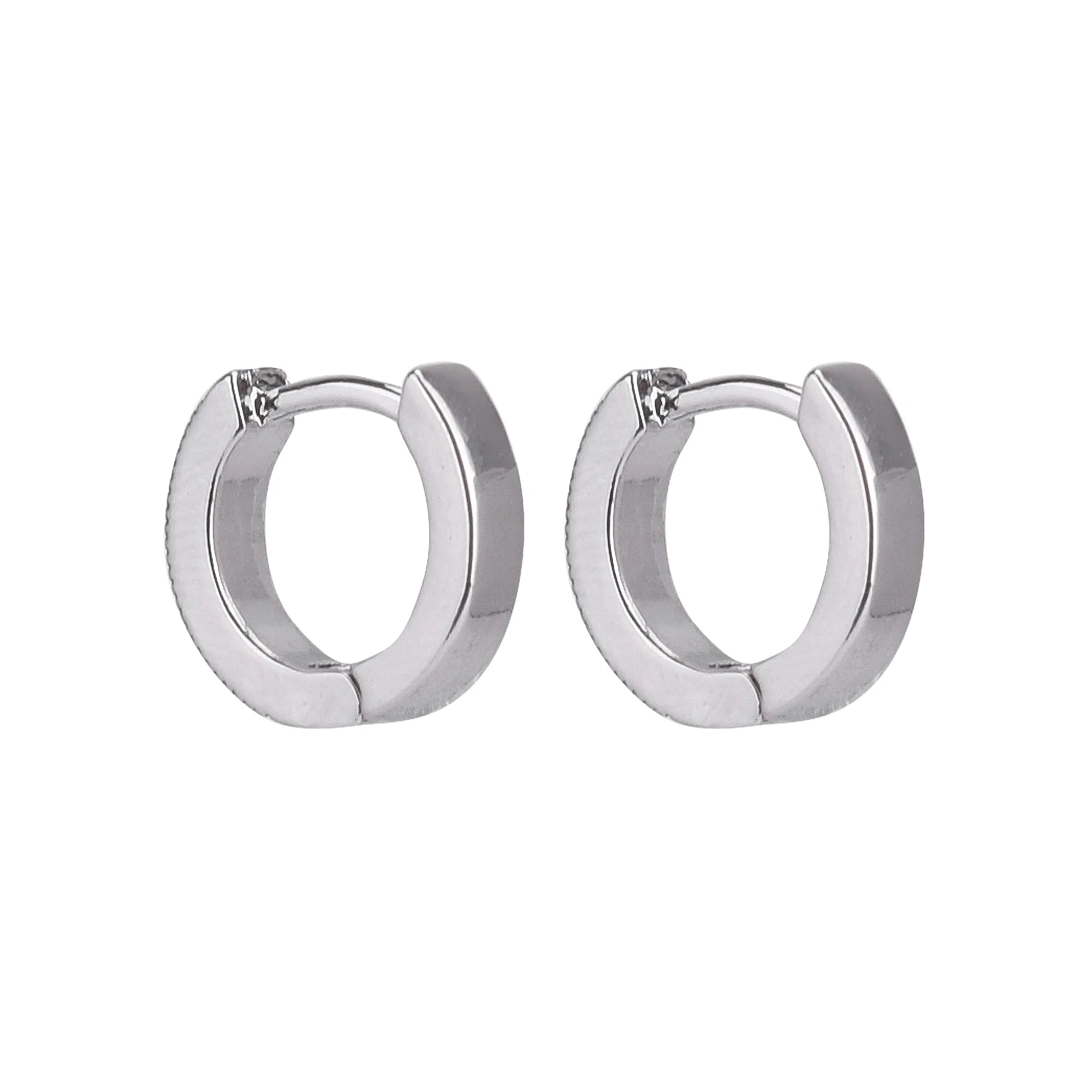 Time and Tru Women's Silver Tone Crystal Huggie Earrings