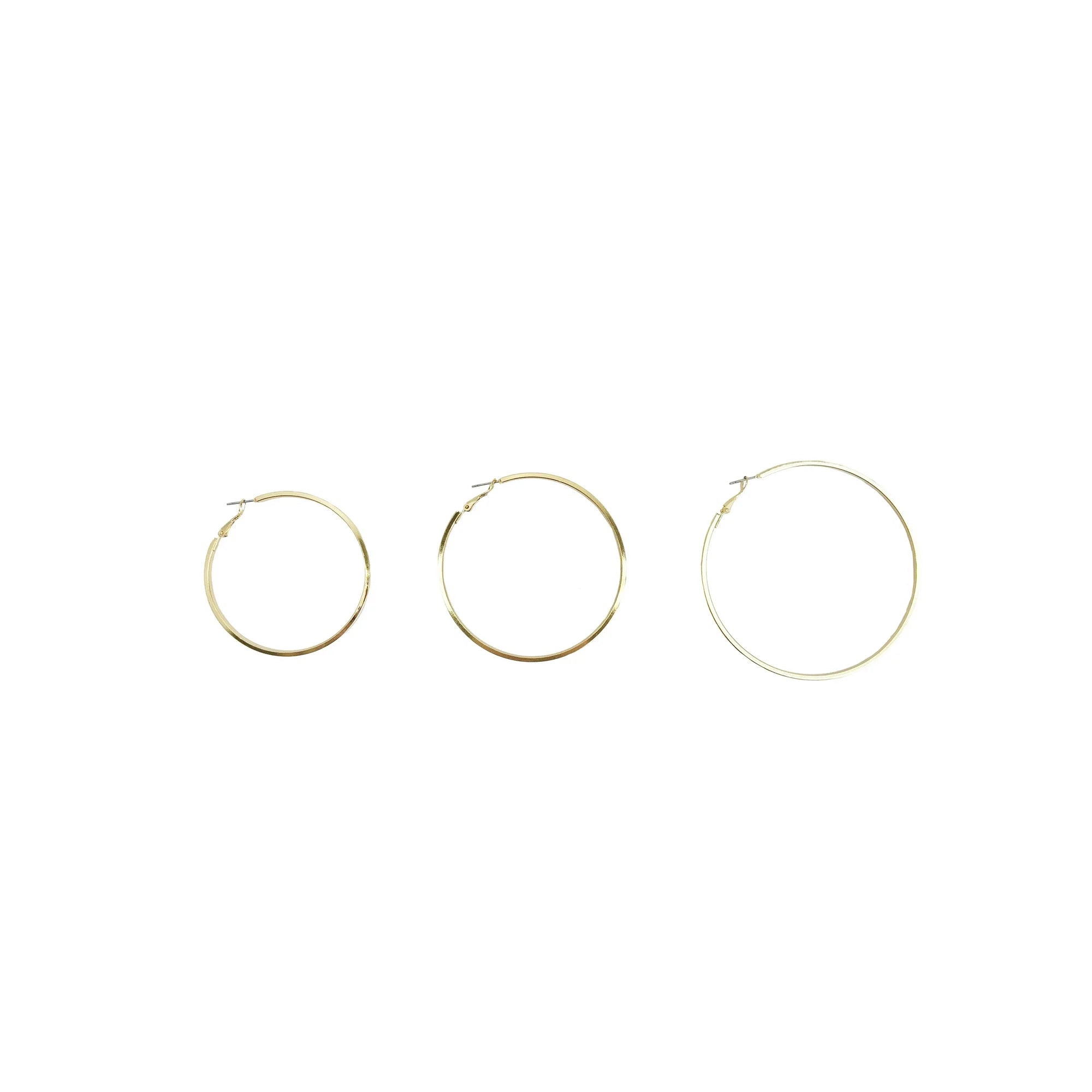 Time and Tru Women's Gold Tone Hoop Earrings Set – 6-Piece