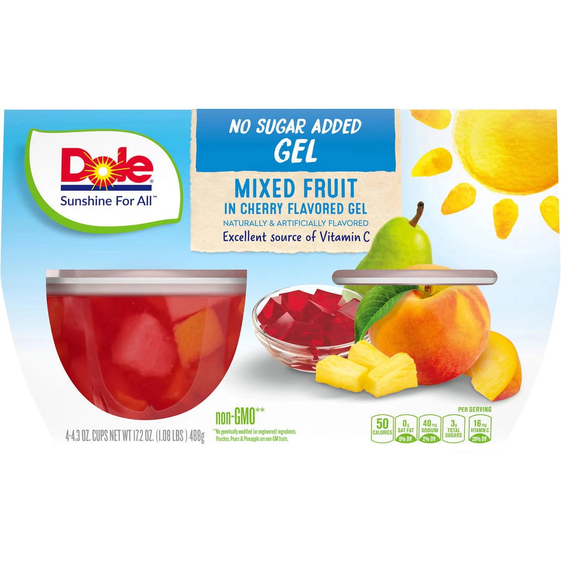 Dole Fruit Bowls  Mixed Fruit in Cherry Gel, 4.3 oz