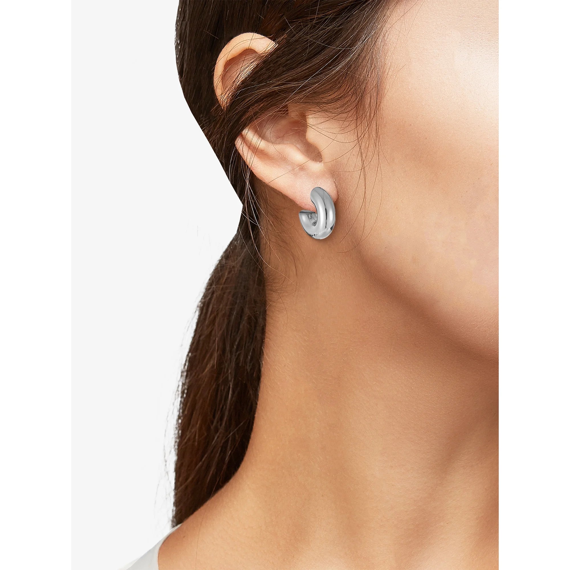 Time and Tru Silvertone Bubble Hoop Earrings - (1 Pair)