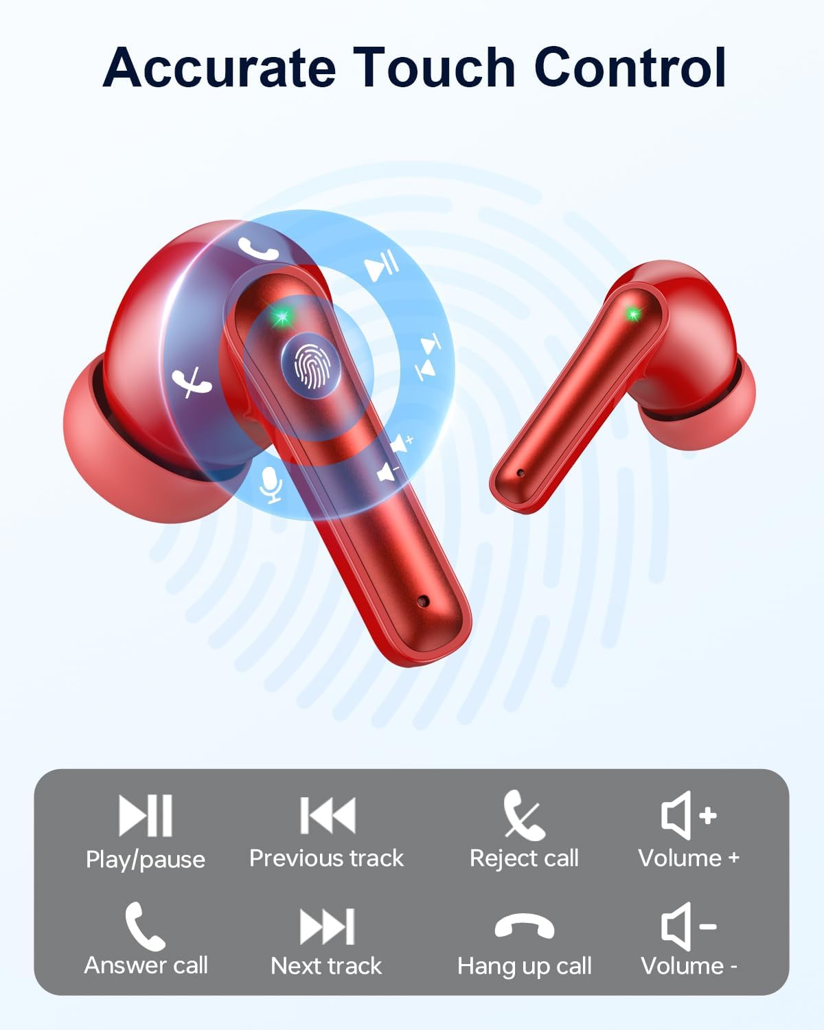 YAQ Wireless Earbuds 40H Battery