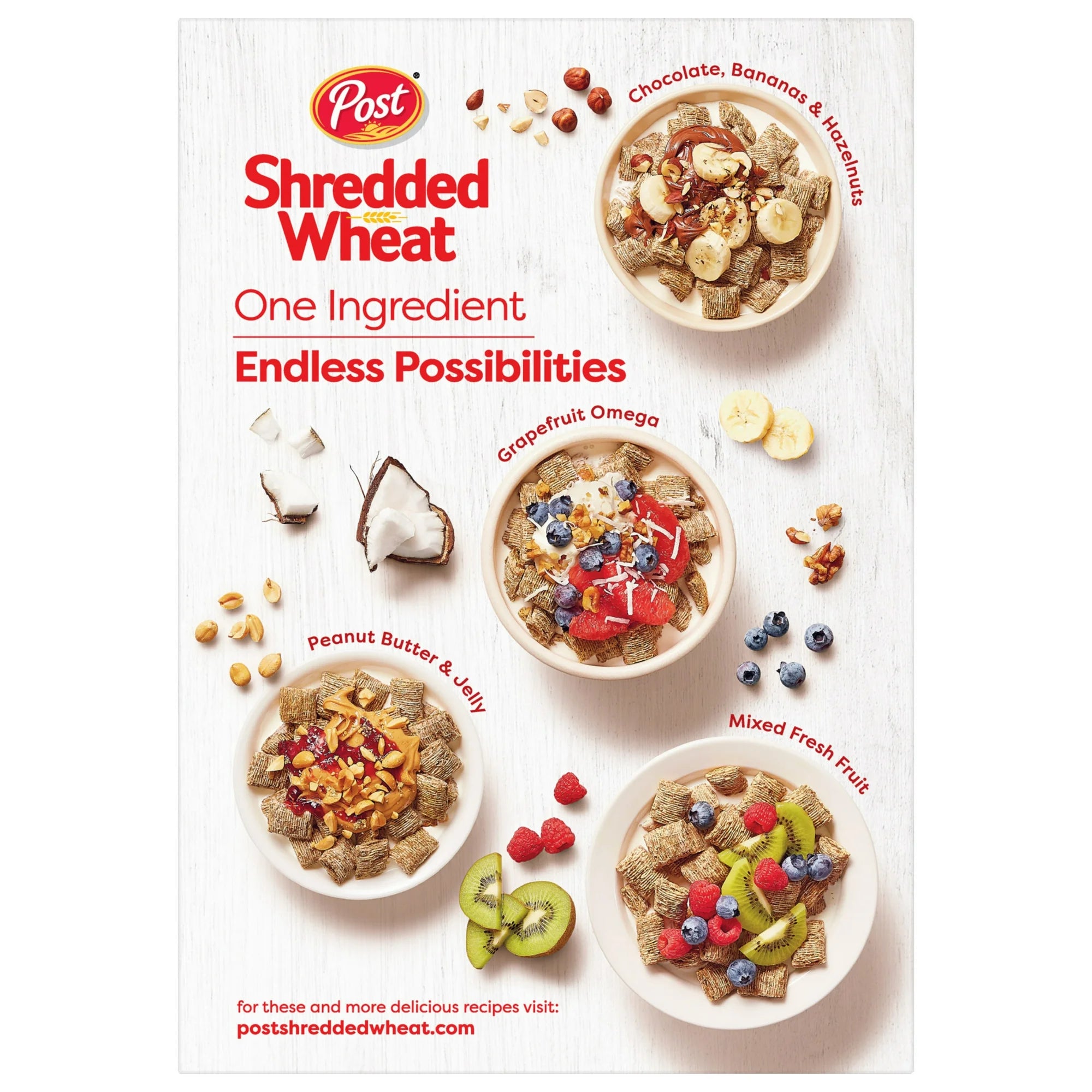 Post Wheat n Bran® Shredded Wheat Cereal ,High Fiber