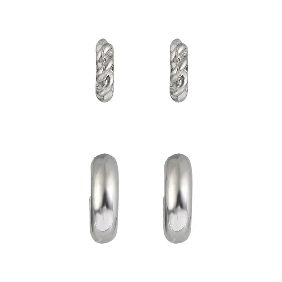 Time and Tru Women’s Silver-Tone Hoop Earrings Set – 5 Pairs 