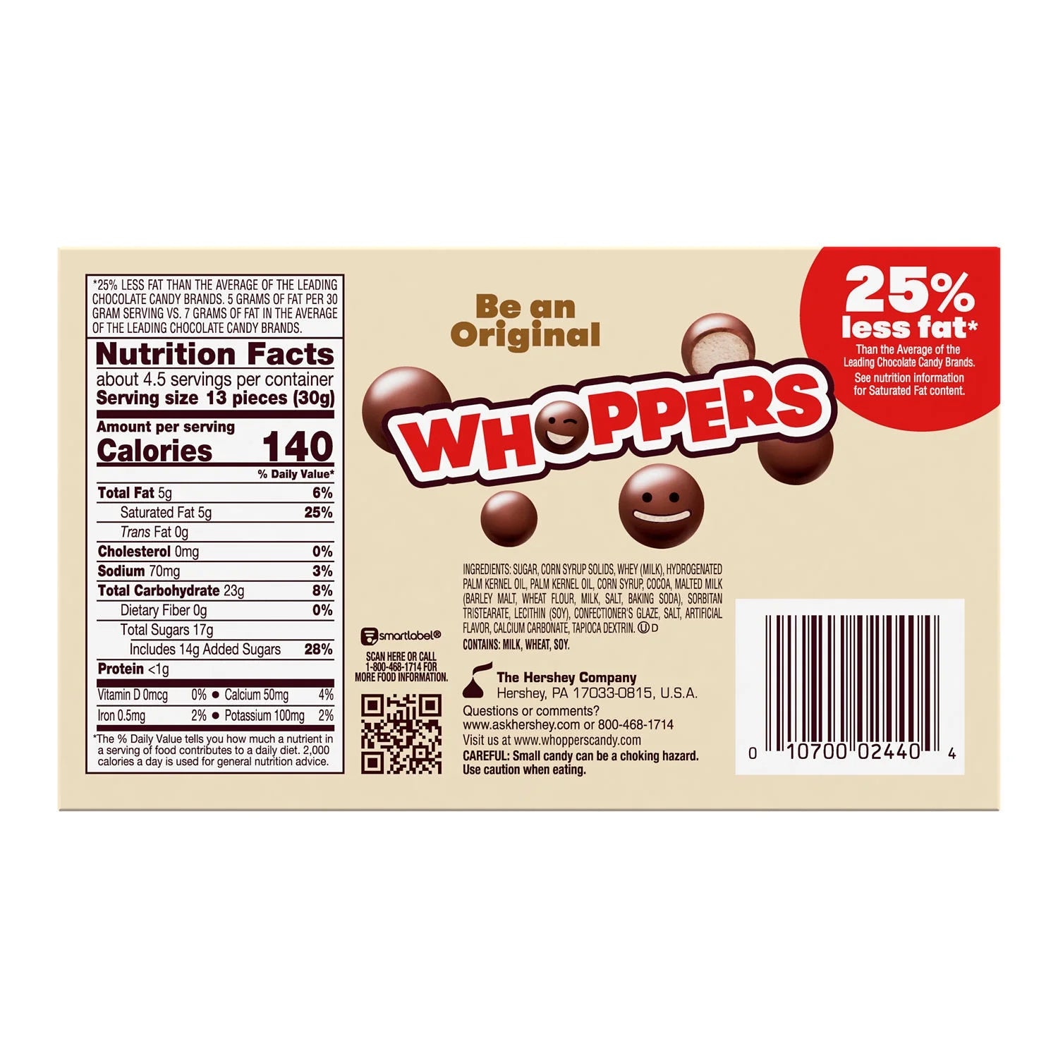 Whoppers Malted Milk Balls Candy - 5 oz Box