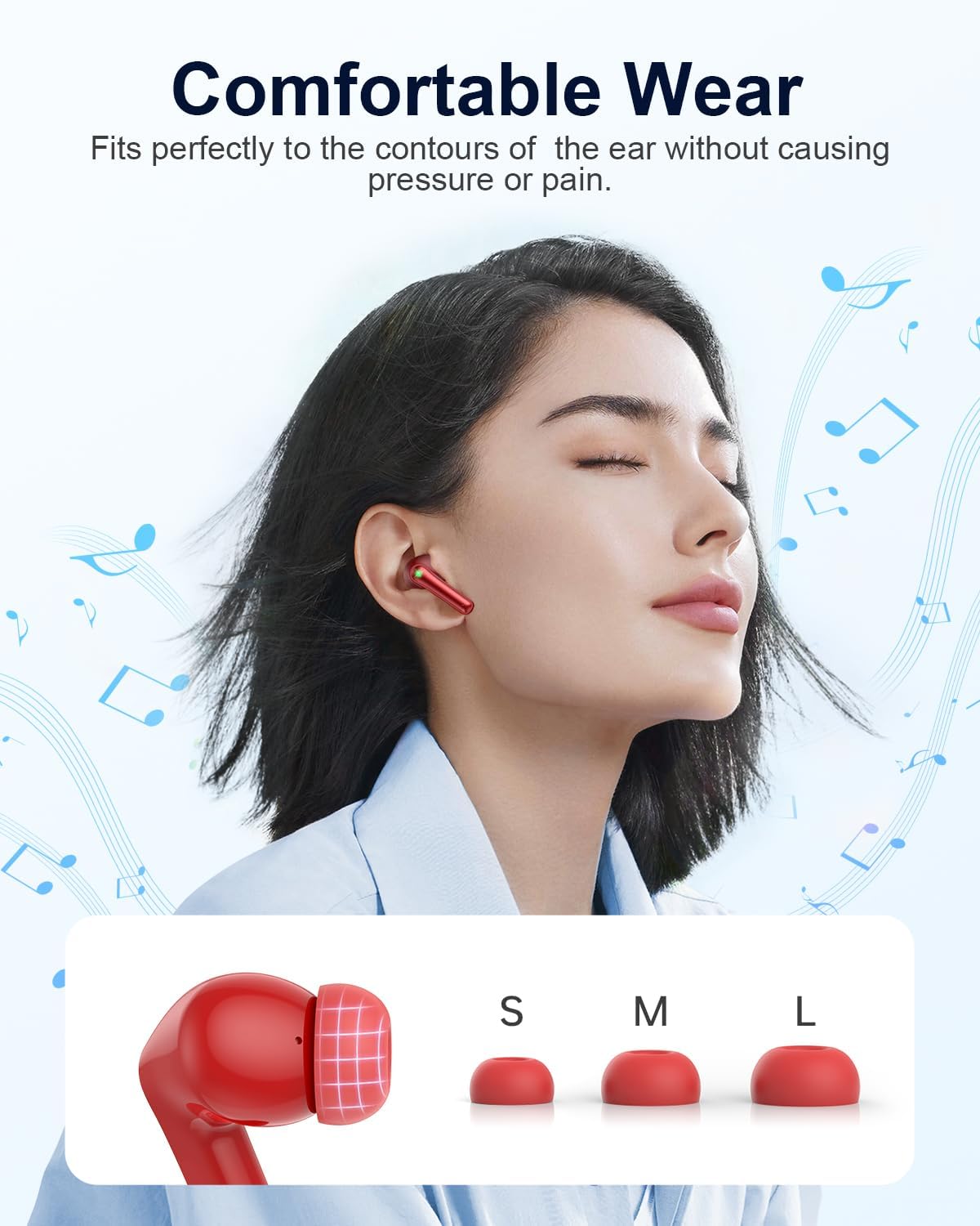 YAQ Wireless Earbuds 40H Battery