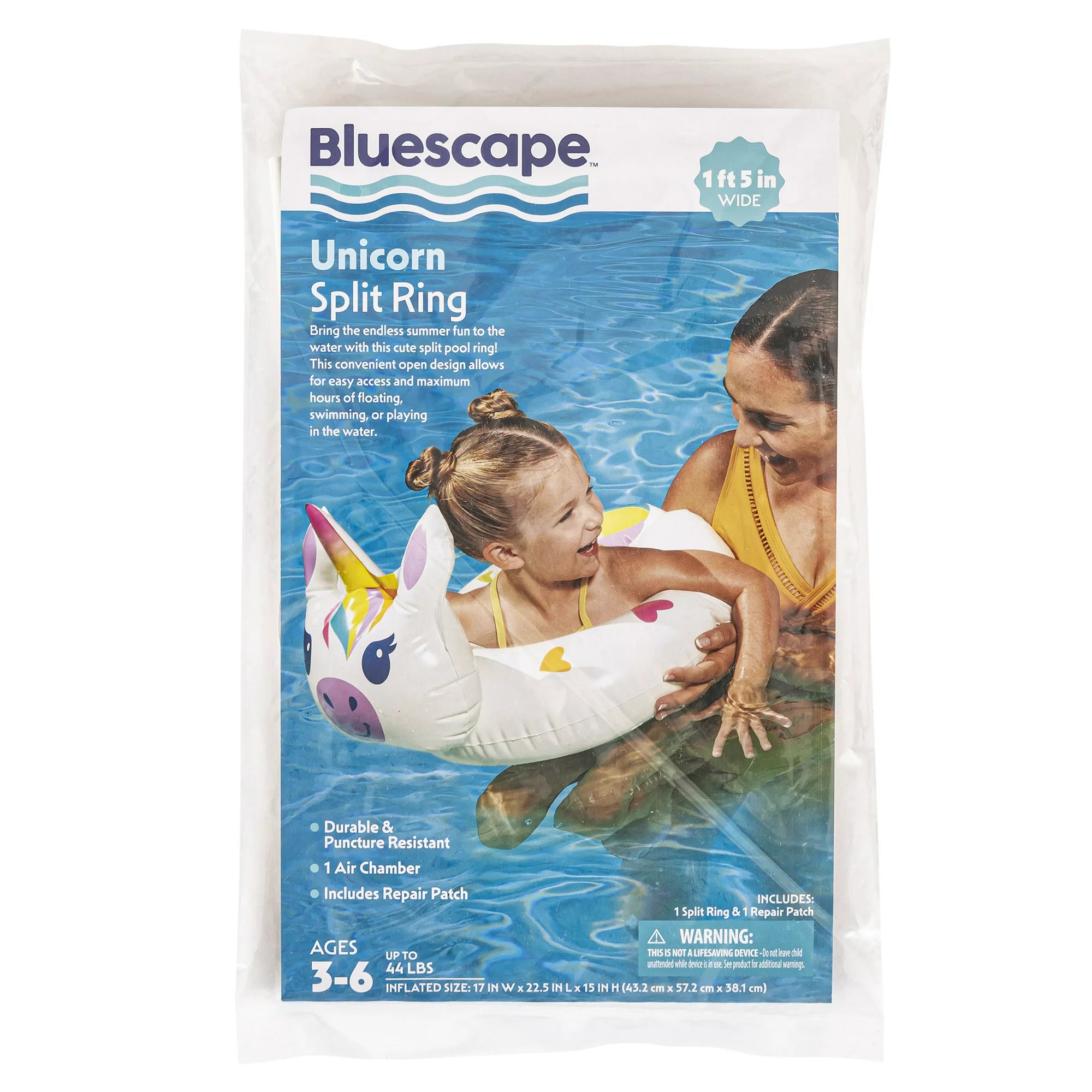 Bluescape White Unicorn Split Inflatable Swim Ring Pool Float 