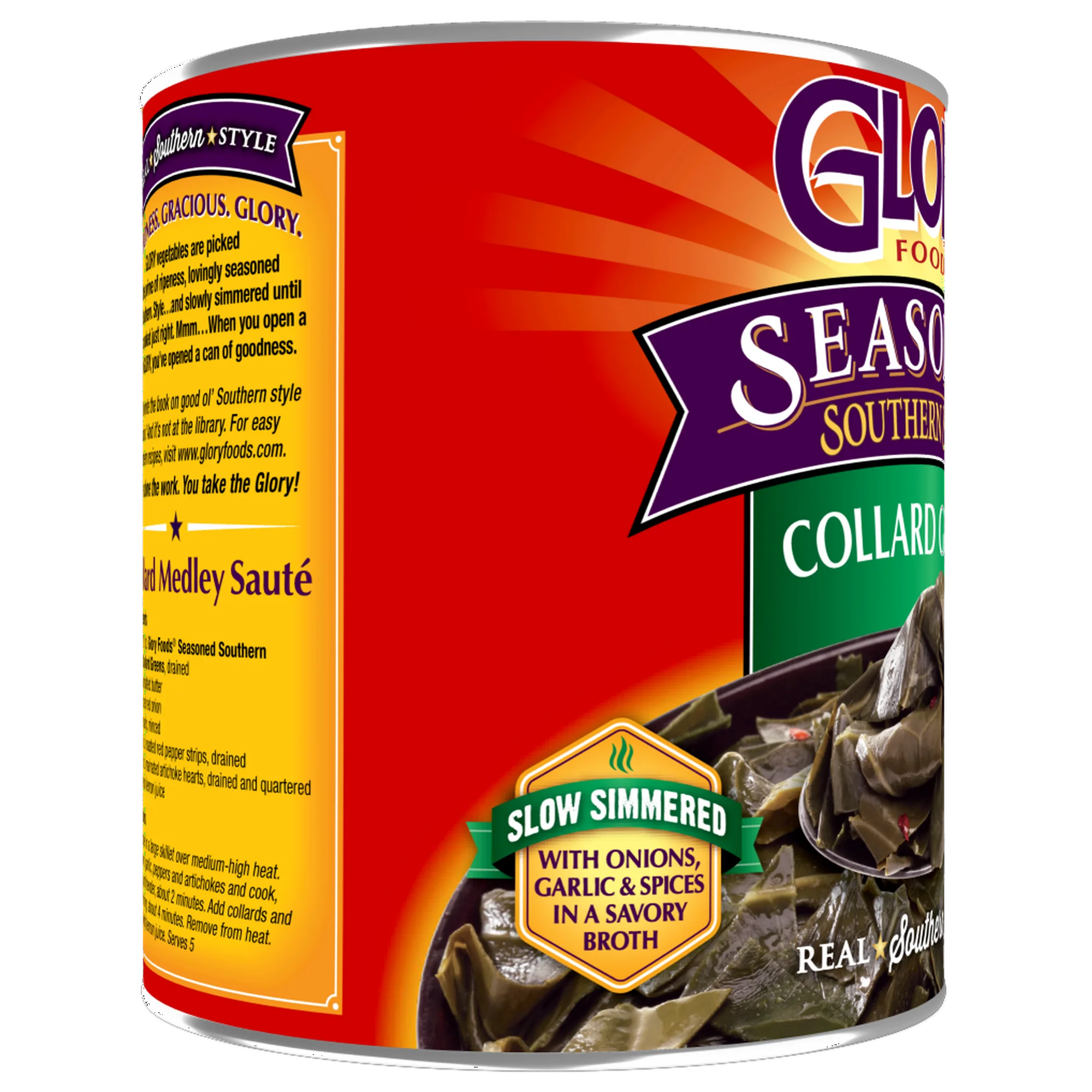 Glory Foods Canned Seasoned Collard Greens, 27 oz Can