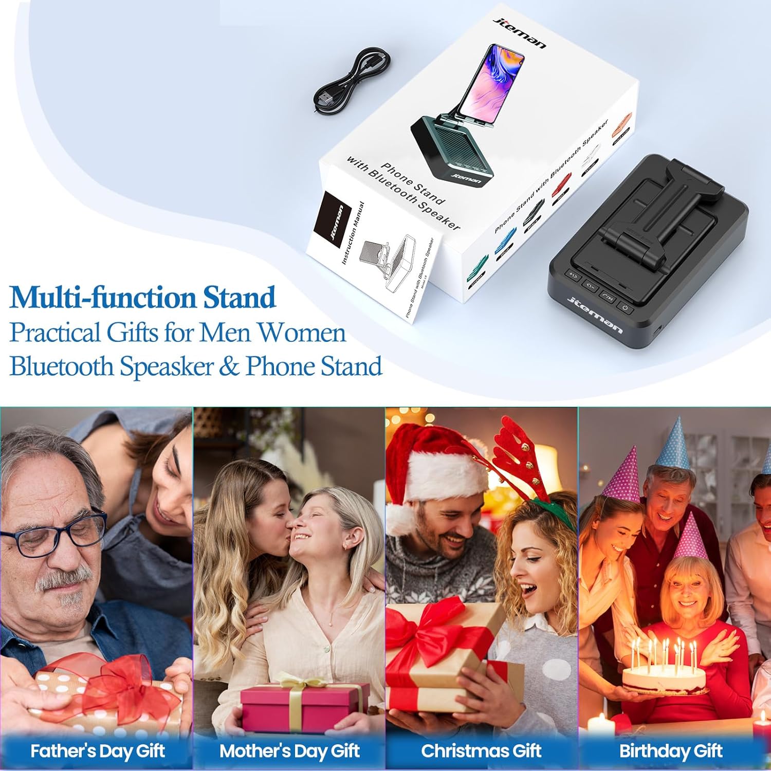 Wireless Bluetooth Speaker Cell Phone Stand with Anti-Slip Base 